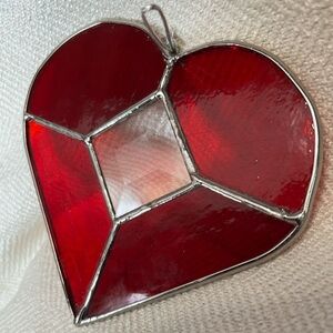 Stained Glass Heart Sun Catcher With  A Beveled Center